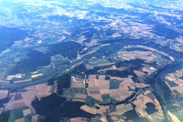 French countryside from plane